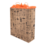 Black Newsprint Kraft Paper Shopping Bags: Black - Newsprint / Case of 100 / Medium