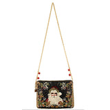 Mary Frances Holiday Magic Santa Beaded And Embroidered Crossbody Handbag