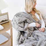 PATTERNED FAUX FUR THROW BLANKETS: Ivory