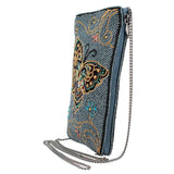 Mary Frances Mariposa Beaded Butterfly with Blue Crossbody Phone Bag