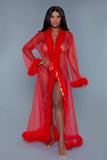 BW1650 Marabou Robe: Red / OS