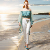 Aqua-Blue wash Portofino Blouse: Size 1