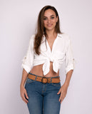 Pip | Vintage Full-Grain Leather Belt for Women: Cognac / S-85