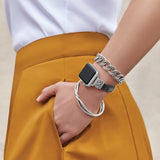 Brighton Interlok Reversible Leather Apple Watch® Band Style W20413 - Black/Brown