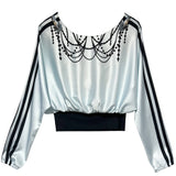 Satin Illusion Beaded Blouse - La Chambre: Size 1