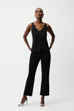 Joseph Ribkoff Metallic Knitted Camisole with Rhinestones Style 252915 - Black