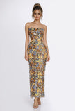 Embroidered Butterfly Tulle Strapless Dress Evening Gown