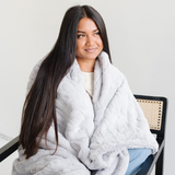 PATTERNED FAUX FUR THROW BLANKETS: Ivory