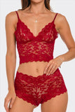 Eye On You 2 Piece Lace Set - Burgundy