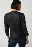 LAST ONE SZ XS - Joseph Ribkoff Foiled Knit Jacket With Ruched Detail
Style 234928 - Black