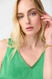 Joseph Ribkoff Satin Cami with Gold Chain Detail Style 241928 - Island Green