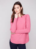 Charlie B. Lace Up Back Detail Lightweight Sweater Style C2170Z-464A - Heather Rose