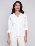 Charlie B. Cotton Eyelet Shirt Style C4519 - White