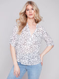 Charlie B. Printed Cotton Gauze Blouse Style C4188YD - Hearts