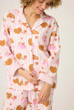 LAST ONE SZ XS - PJ Salvage Brunch Club Flannel Set Style RUFLPJ - Pink