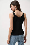 Joseph Ribkoff Metallic Knitted Camisole with Rhinestones Style 252915 - Black