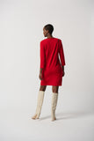 LAST ONE SZ 8 - Joseph Ribkoff Scuba Crepe Straight Dress with Zippers Style 234128 - Lipstick Red