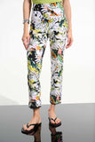 LAST ONE SZ 8 - Joseph Ribkoff Tropical Print Pull-On Pants With Mesh Detail Style 261603