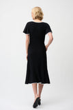 Joseph Ribkoff Silky Knit Wrap Dress With Contrast Trim Style 261013 - Blk/Vanilla