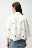 Joseph Ribkoff Foiled Faux Suede Swing Jacket With Grommets Style 261905 - Vanilla