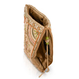 Gentle Touch Pink & Green Floral Beaded Crossbody Phone Bag