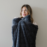 PATTERNED FAUX FUR THROW BLANKETS: Ivory