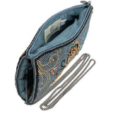 Mary Frances Mariposa Beaded Butterfly with Blue Crossbody Phone Bag