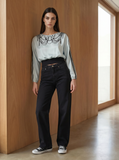Satin Illusion Beaded Blouse - La Chambre: Size 2