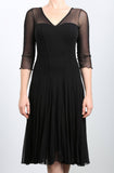 MAXIMA Fit and Flare 3/4 Sleeves Paneled Dress Black: SM