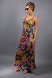LAST ONE SZ L - NUVULA Botanical Illustrations Prints Golden Garden Slip Maxi Dress