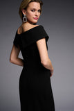 LAST ONE SZ 6 - Joseph Ribkoff Sheer Panel Dress Style 223743 - Black