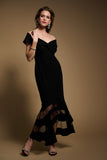 LAST ONE SZ 6 - Joseph Ribkoff Sheer Panel Dress Style 223743 - Black