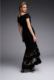 LAST ONE SZ 6 - Joseph Ribkoff Sheer Panel Dress Style 223743 - Black