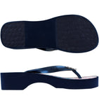 Brighton Scuba Wedge Flip Flops - Navy with Starfish Adornment