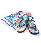 Brighton Scuba Wedge Flip Flops - Navy with Starfish Adornment