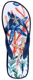 Brighton Scuba Wedge Flip Flops - Navy with Starfish Adornment