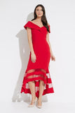 LAST ONE SZ 2 - Joseph Ribkoff Sheer Panel Dress Style 223743 - Lipstick Red