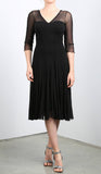 MAXIMA  Fit and Flare 3/4 Sleeves Paneled Dress Black: SM