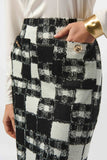 Joseph Ribkoff Jacquard Sweater Plaid Print Pull-On Skirt Style 
253146 - Black/Cream
