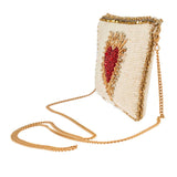 Mary Frances Hand Beaded Heart Burst Crossbody Phone Bag