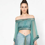 Aqua-Blue wash Portofino Blouse: Size 1