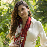 Anuschka Printed Chiffon Scarf - Scarlet Dragonfly Floral