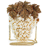 Grapes Galore Beaded and Pearl Cluster of Grapes Handbag