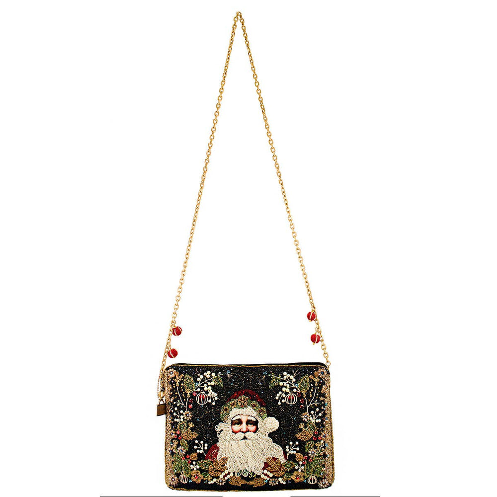 Mary Frances Holiday Magic Santa Beaded And Embroidered Crossbody Handbag