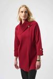 Joseph Ribkoff Sweater Knit Coat with Overlap Collar Style 254956 - Deep Cherry