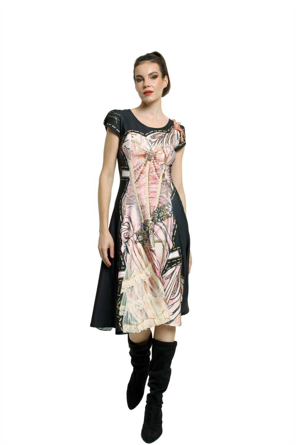 IPNG Paper Dolls Zip Dress - Pink/Black