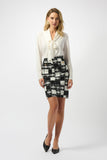 Joseph Ribkoff Jacquard Sweater Plaid Print Pull-On Skirt Style 
253146 - Black/Cream