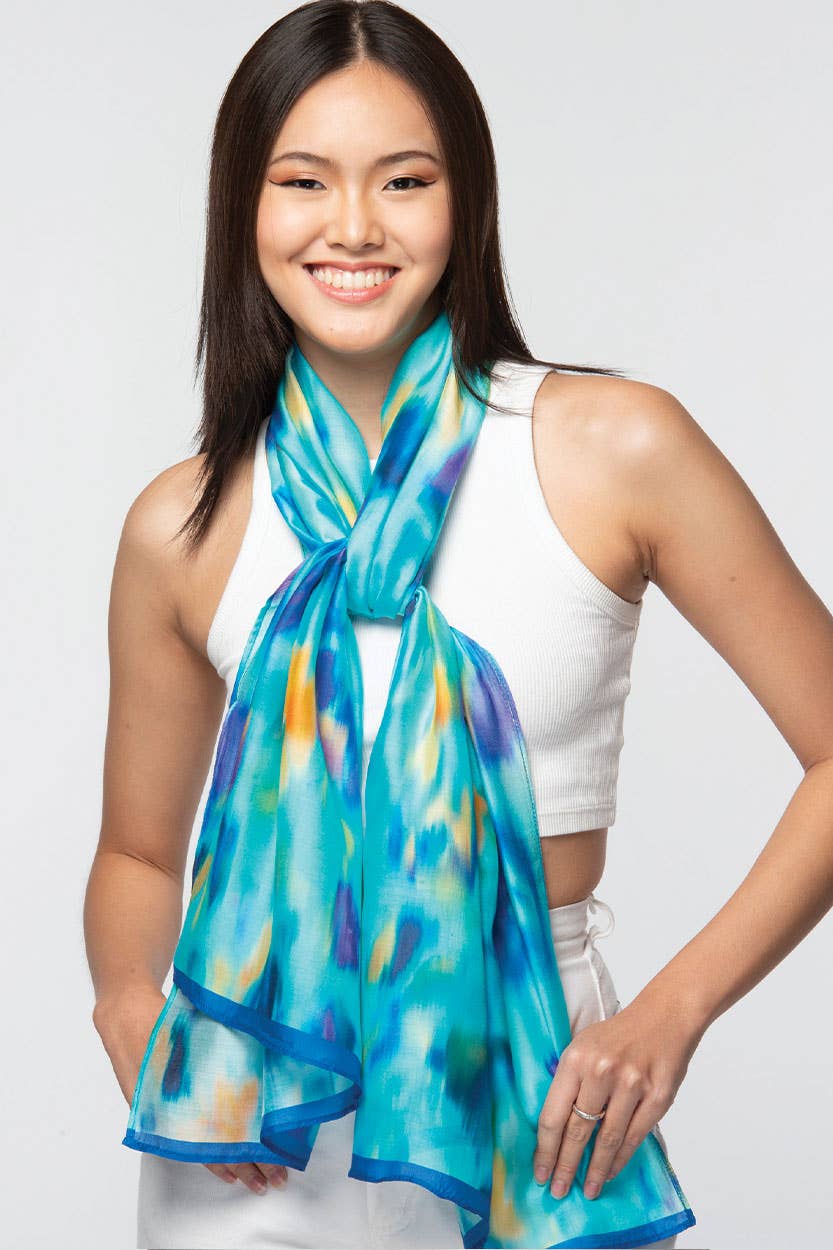 Rishika Cupro Scarves: Turquoise Multi