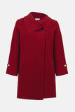Joseph Ribkoff Sweater Knit Coat with Overlap Collar Style 254956 - Deep Cherry