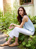 Charlie B. Ring Spun Flare Leg Denim with Zigzag Embroidery Style C5764 - White